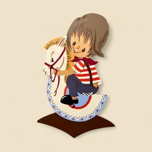 Vintage Mertens Kunst Western Germany Hopp Hopp Hopp Wooden Wall Hanging 1969